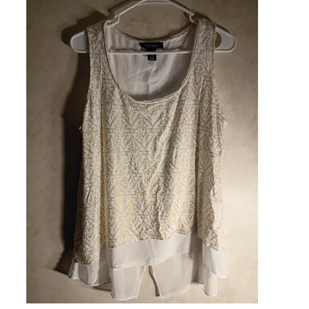WHBM White House Black Market Layered Metallic Tunic Top L Boho Fairy Fairycore